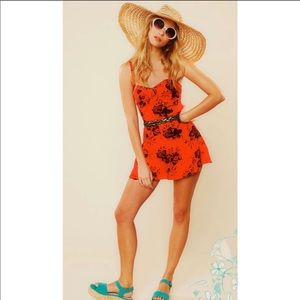 Free People Candy Pin-Up Red Floral Romper